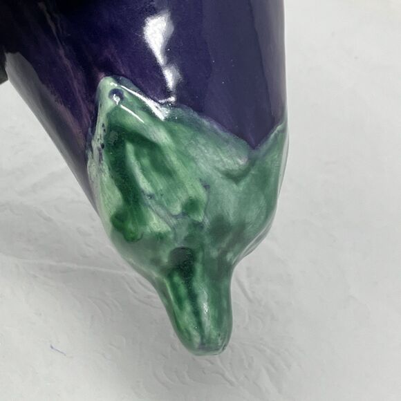 Vintage A Due Tosin Italy Majolica Ceramic Eggplant Art Pottery Vegetable Purple - Picture 6 of 13